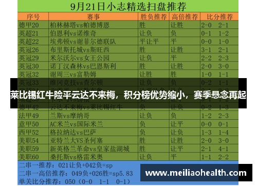 莱比锡红牛险平云达不来梅，积分榜优势缩小，赛季悬念再起
